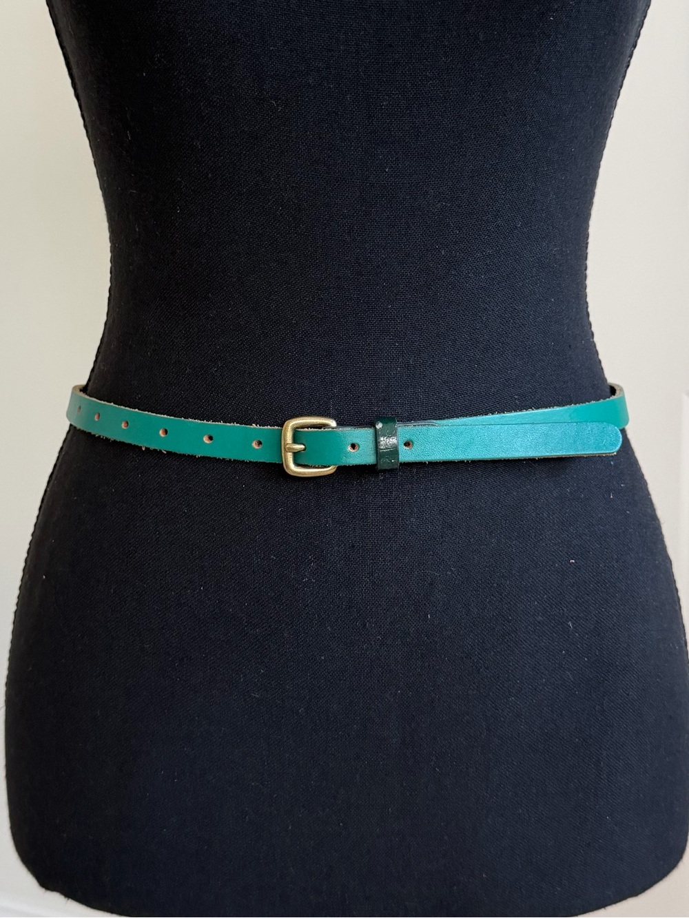 J. Crew Slim Leather Belt in Teal, XS